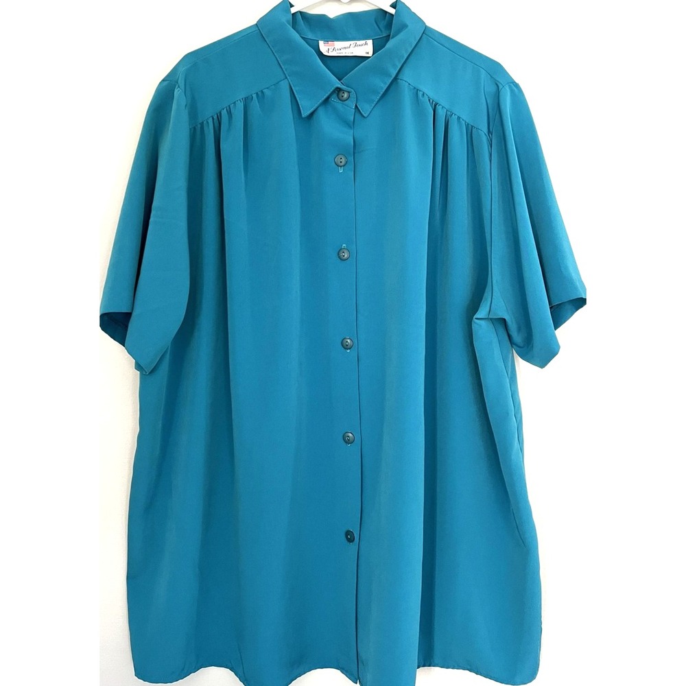 A Personal‎ Touch Shirt Womens 1X Button Front Short Sleeve Made in USA Top